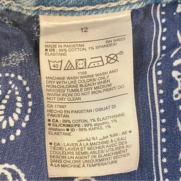 Old Navy Denim Shorts High Rise O.G. Shorts Bandana Exposed Pockets Elsa Sz 12 - Picture 3 of 6